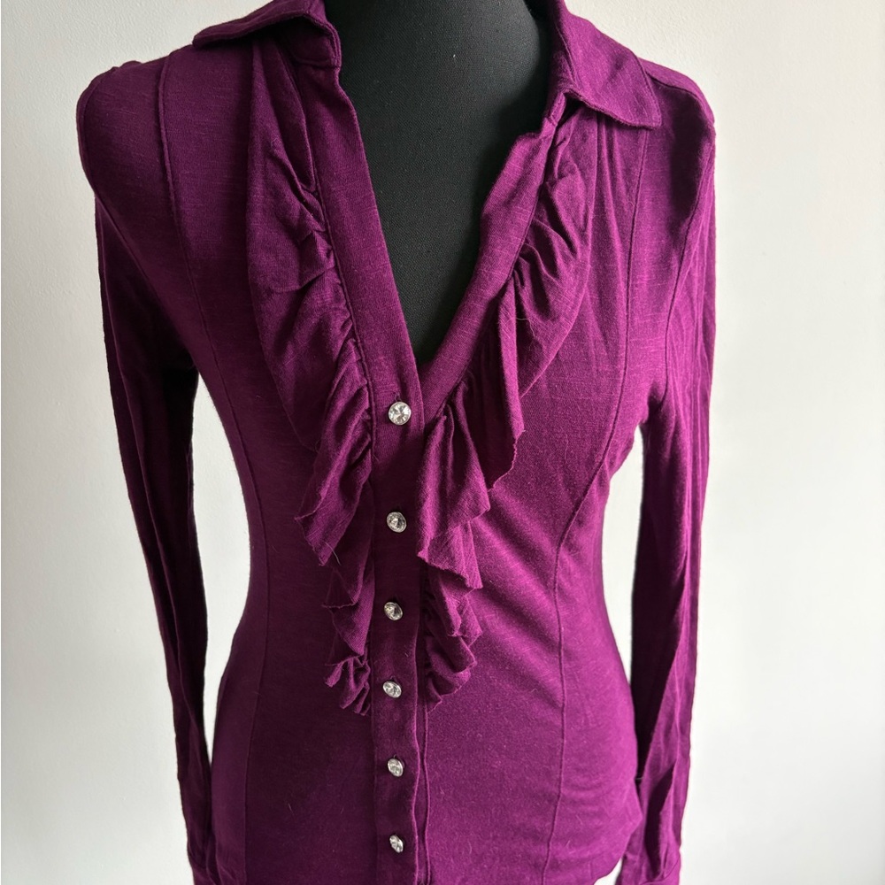 Elegant Purple Ruffled Women's Top - Picture 1 of 2